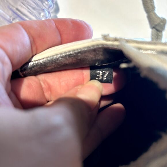 P448 John Sneakers White Leather Leopard Lace Up Sz 37 Womens 7 US Distressed - Picture 7 of 7